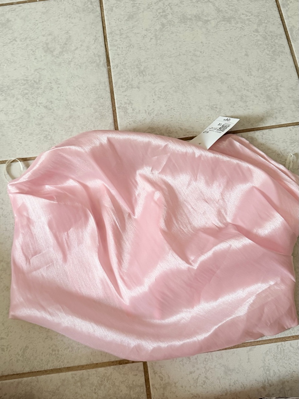 Forever 21 Pink Satin Strapless Bandeau Top